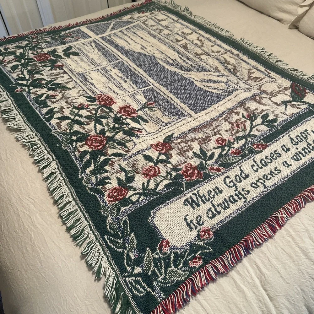 Woven Blanket W/fringe And Saying  32 X 46